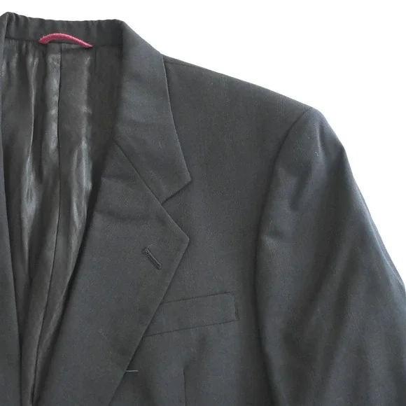Hart Schaffner Marx 39R 40R 32x30 Black Stripe 100% Wool Mens Jacket Pants Suit